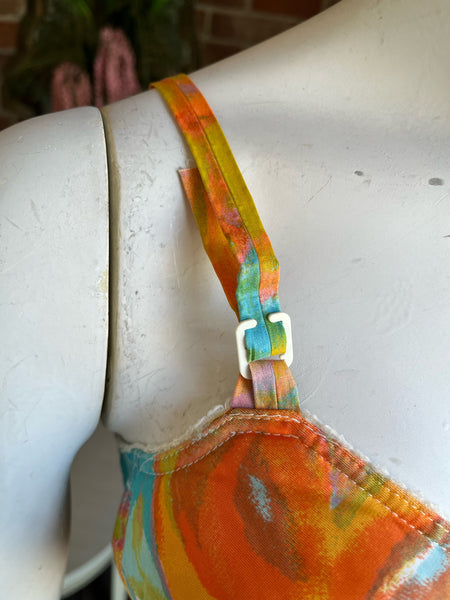 1960s Abstract Cotton Bikini Top