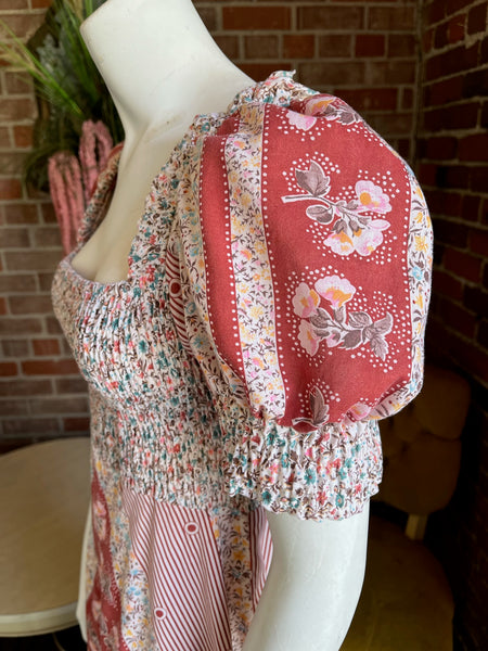 1970s Cotton Calico Maxi Dress