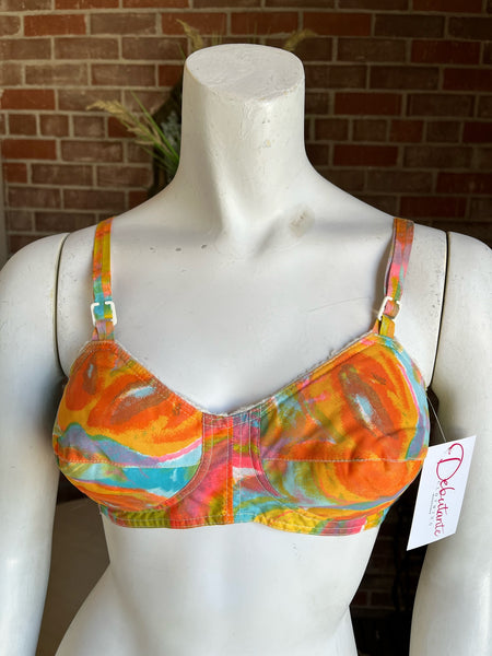 1960s Abstract Cotton Bikini Top