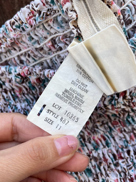1970s Cotton Calico Maxi Dress