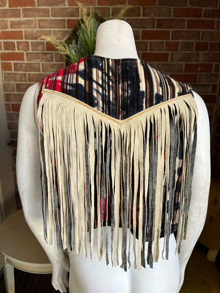 Tie-Dye Western Fringe Vest