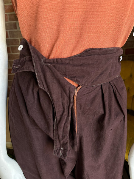 1970s Mocha High-Waisted Cotton Pants by Judy’s
