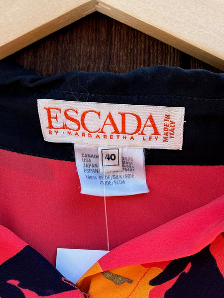 Escada Apricot Print Silk Blouse
