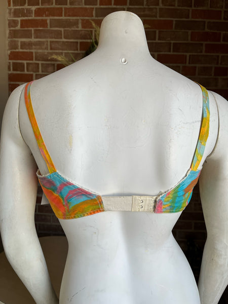 1960s Abstract Cotton Bikini Top
