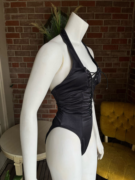 1980s Black Swimsuit Fredericks of Hollywood
