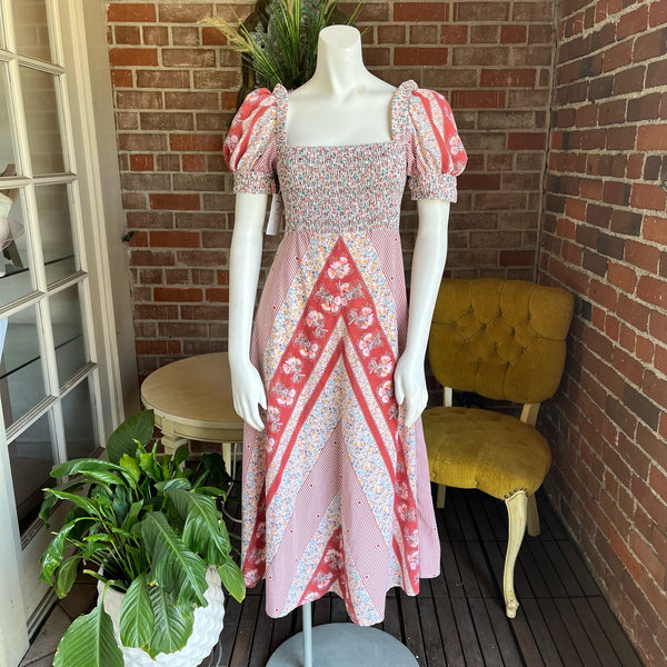 1970s Cotton Calico Maxi Dress