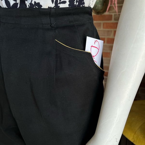 1950s Black and Gold Capri Pants