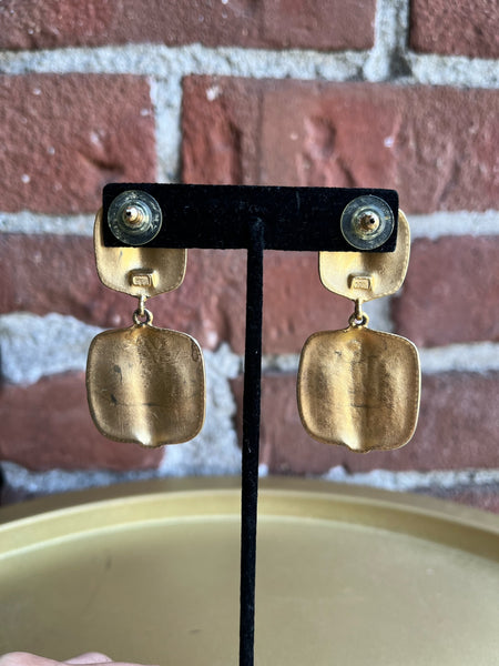 Brass Hieroglyphic Earrings