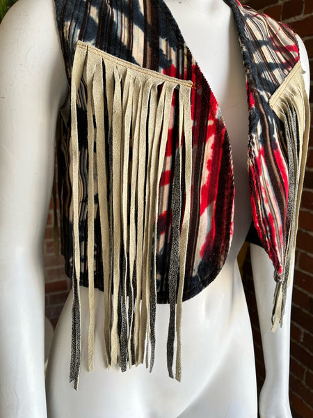Tie-Dye Western Fringe Vest