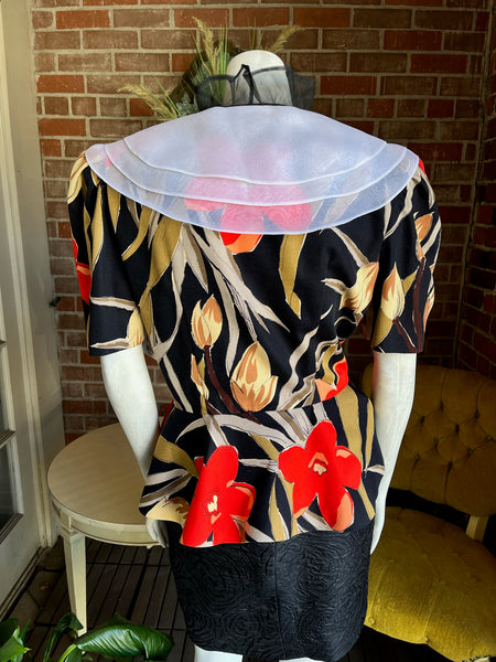 1980s Floral Ruffled Jacket