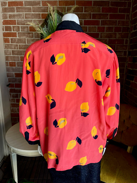 Escada Apricot Print Silk Blouse
