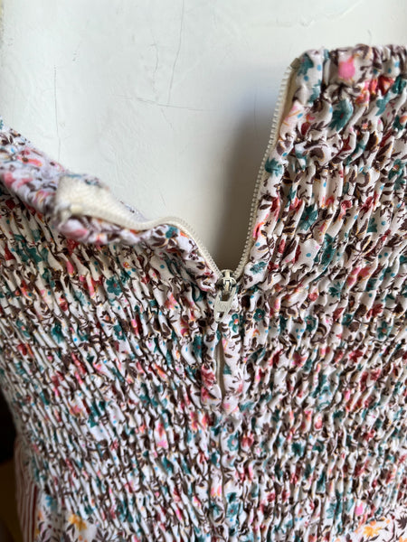 1970s Cotton Calico Maxi Dress