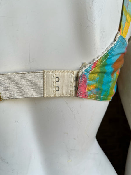 1960s Abstract Cotton Bikini Top