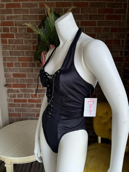 1980s Black Swimsuit Fredericks of Hollywood