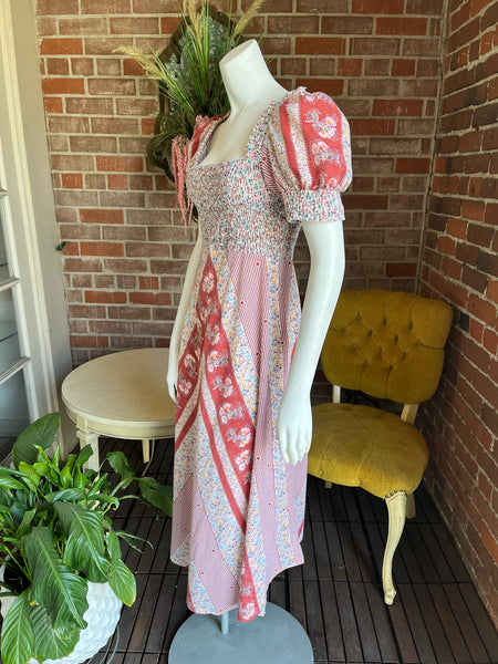 1970s Cotton Calico Maxi Dress