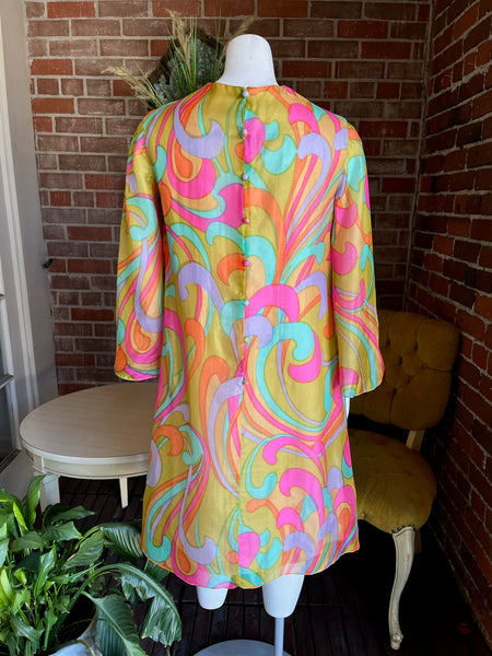 1960s Chiffon Pastel Dress