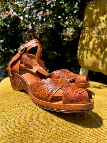 1940s Tooled Mexican Wedges