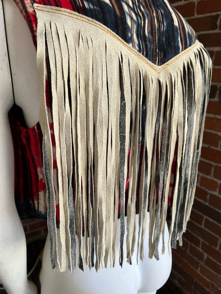 Tie-Dye Western Fringe Vest