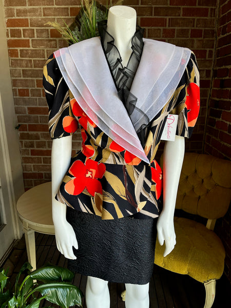 1980s Floral Ruffled Jacket