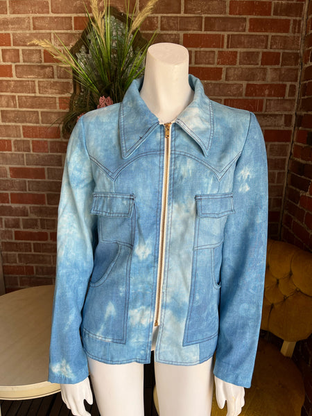 1970s Dagger Collar Chambray Jacket
