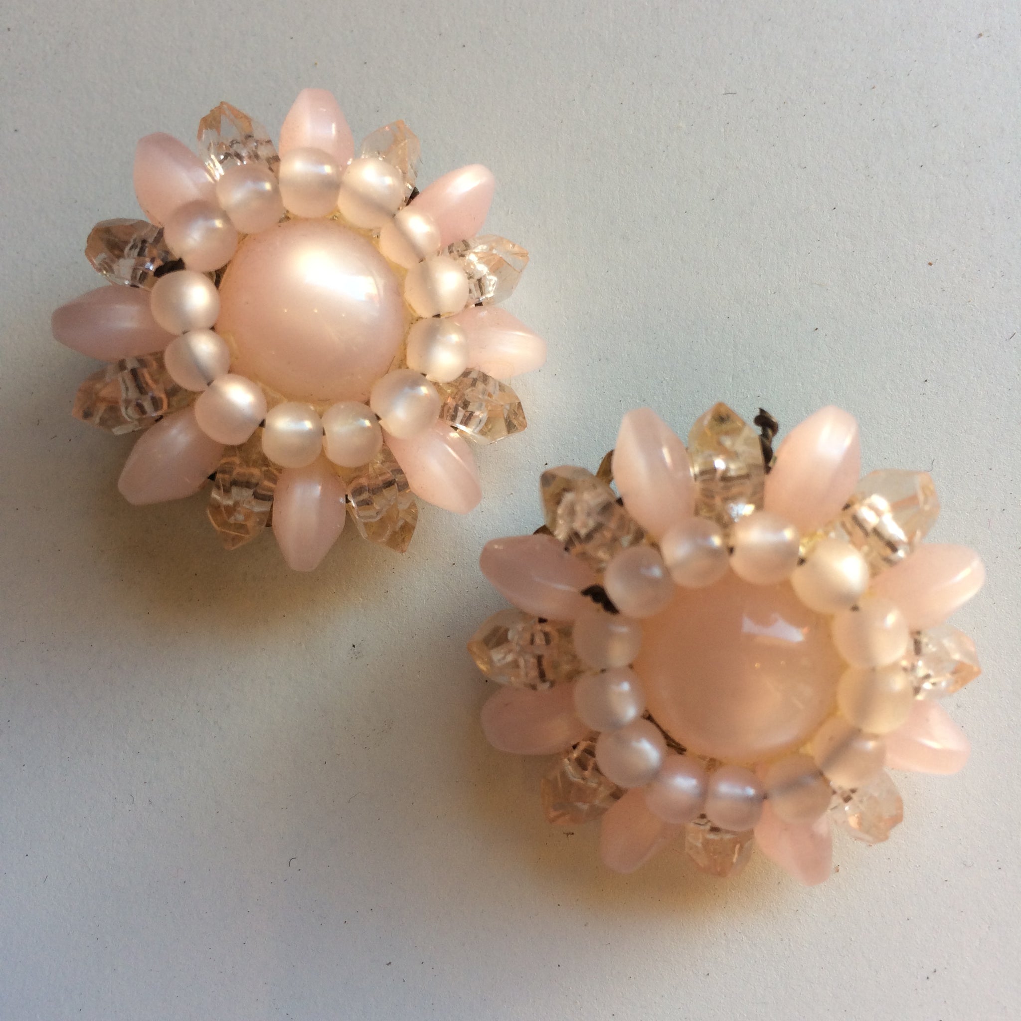 1960s moonstone pink earrings
