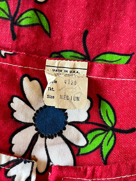 1960s Red Daisy Zipper Dress