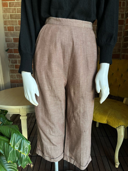 1950s Deadstock Taupe Clam Digger Pants