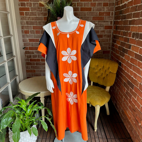 Orange and Black Cotton Caftan