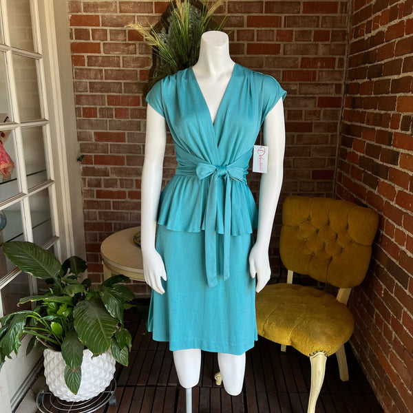 1970s Seafoam Jersey Dress