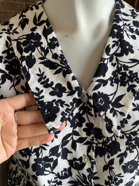 1960s Pique Cotton Floral Top