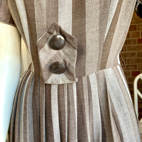 1950s Striped Brown Dress