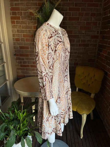 1970s Paisley Gold Lurex Lamé Dress