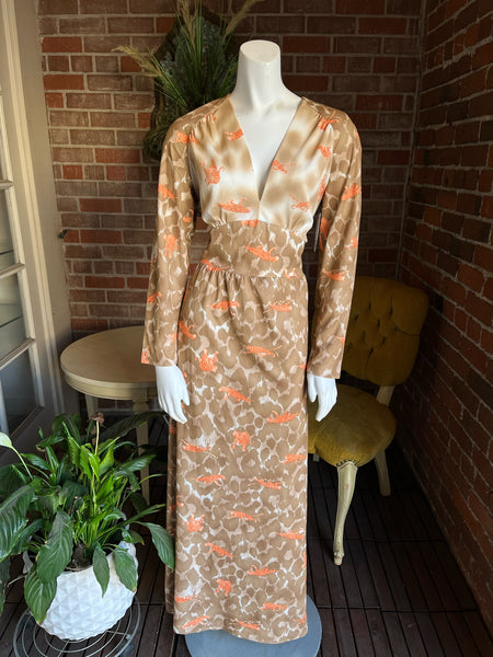 1970s Leopard Print Jersey Dress