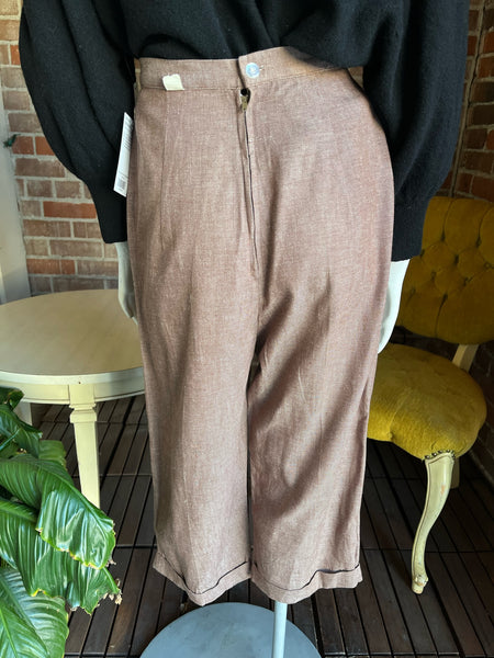 1950s Deadstock Taupe Clam Digger Pants