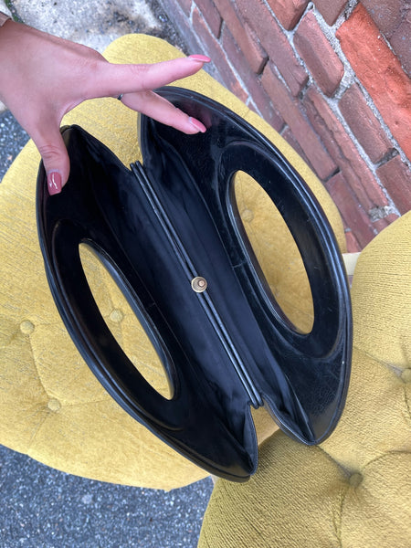 1960s Black Mod Oval Handbag