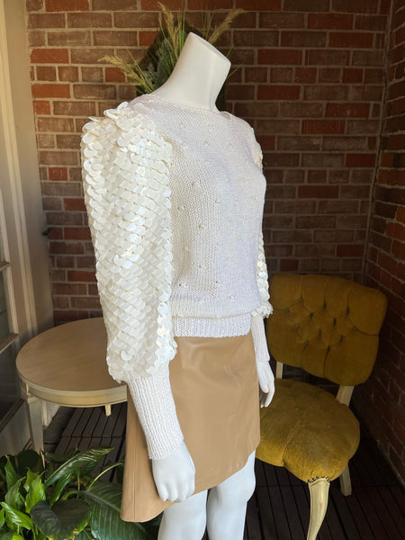 1980s White Paillette Sweater