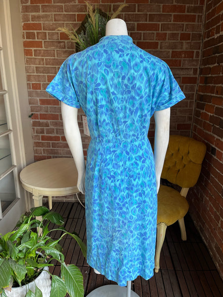 1950s Blue Vines Dress