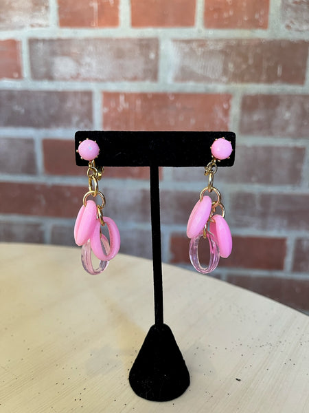 1960s Pink Chain Clip on Earrings