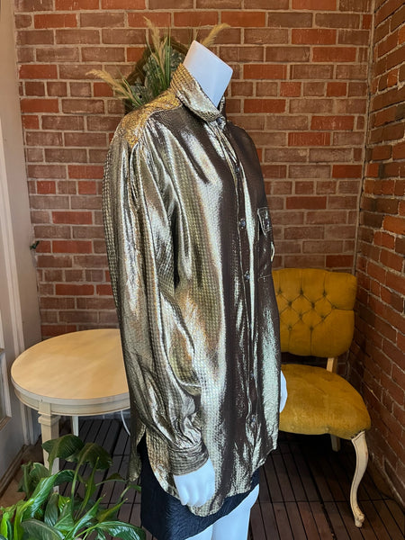 1980s Neiman Marcus Gold Lame Shirt