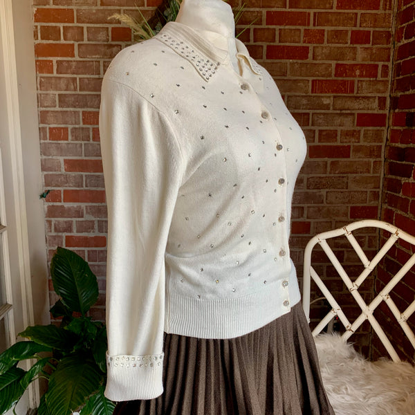 1950s Schiaparelli Rhinestone Cardigan