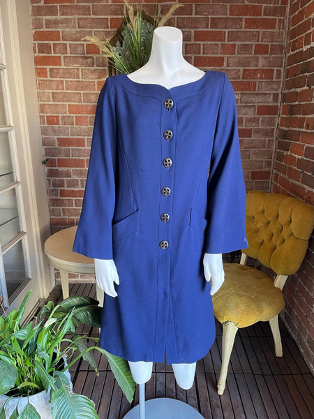 1990s Yves Saint Laurent Navy Blue Dress