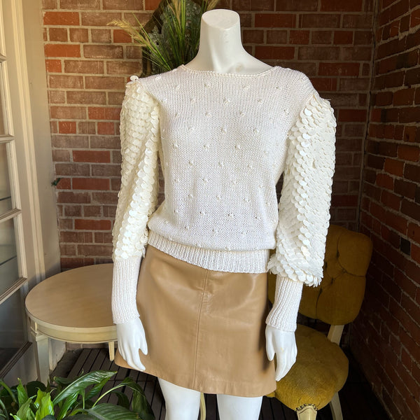 1980s White Paillette Sweater