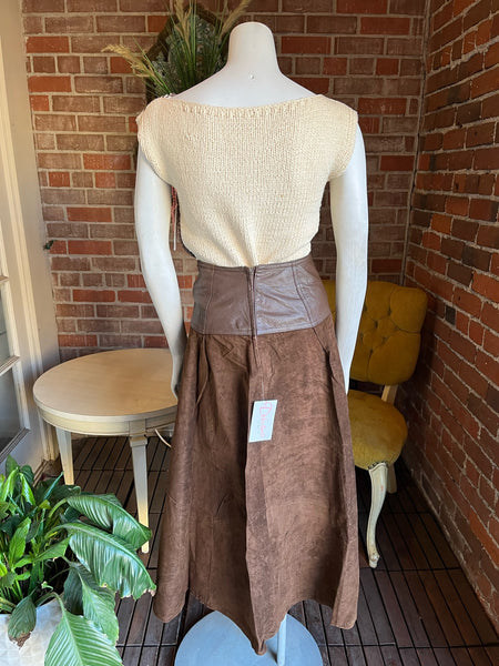 1980s Leather & Suede Italian Skirt