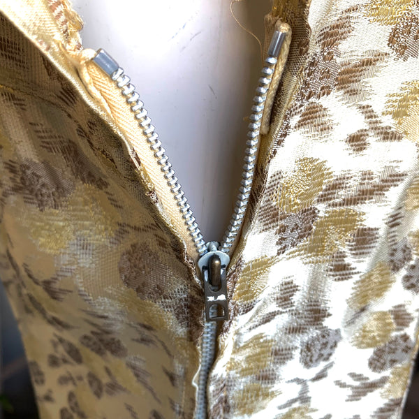 1960s Parisian Gold Brocade Dress