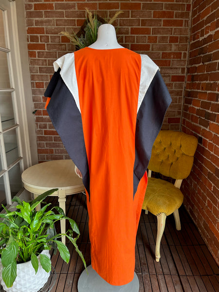 Orange and Black Cotton Caftan