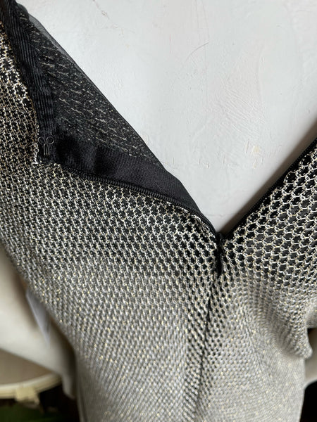 1990s Silver Metallic Mesh Dress