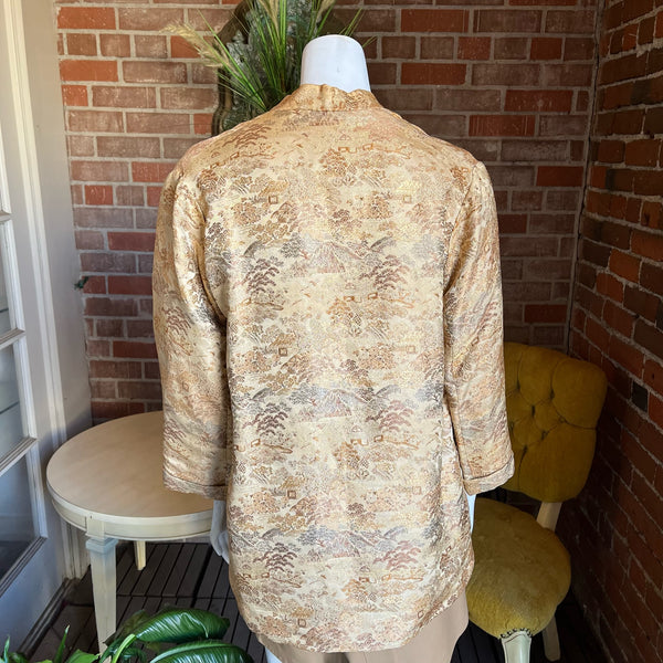 1950s Gold Jacquard Asian Print Jacket