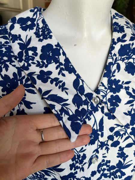 1960s Pique Cotton Floral Top