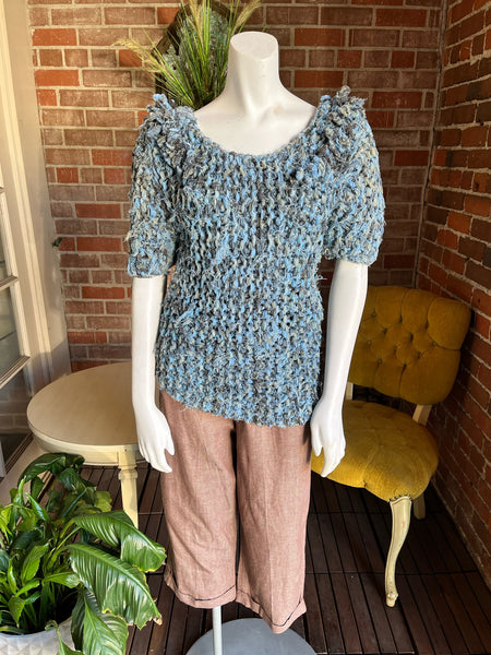 1960s Knot Crochet Blue Sweater
