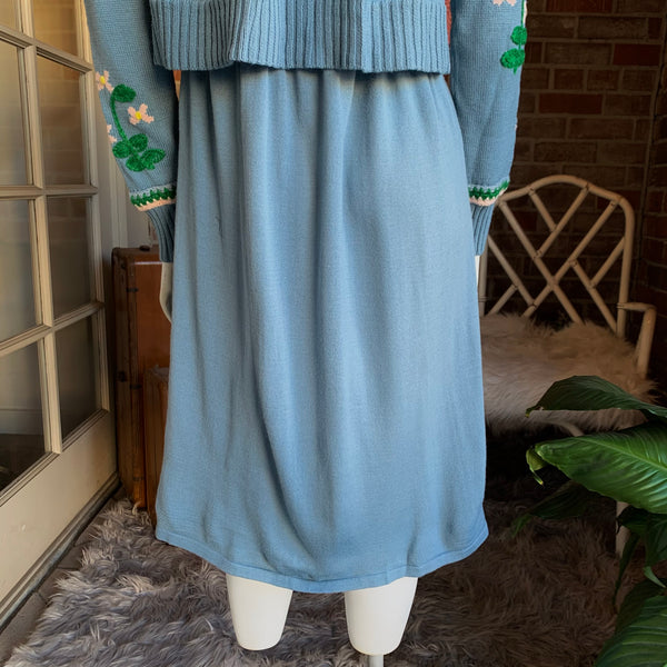 1940s Vintage Inspired Tyrolean Style Knit Sweater Dress